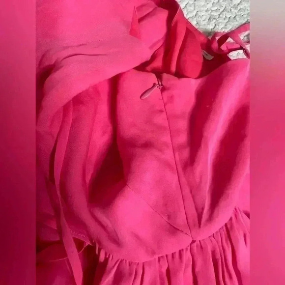 Rebecca Minkoff Belinda Pink Silk Double Strap Tiered Dress size 8 - Picture 5 of 7